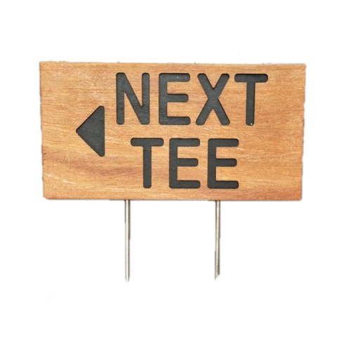 Wooden Directional Sign - <-- Next Tee