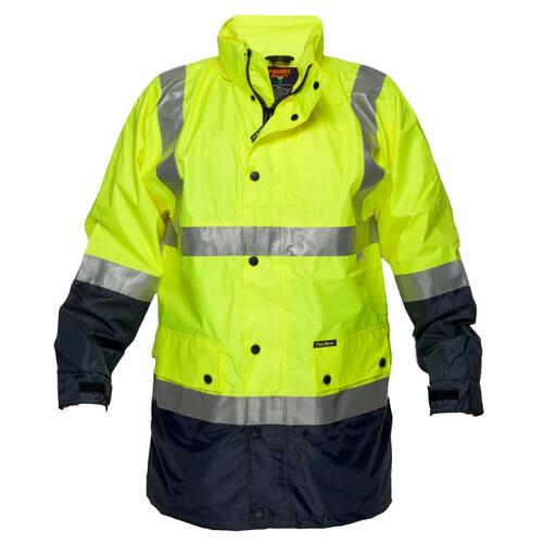 Hi-Visibility Yellow/Navy Waterproof Jacket With 3M Reflective Tape - Large
